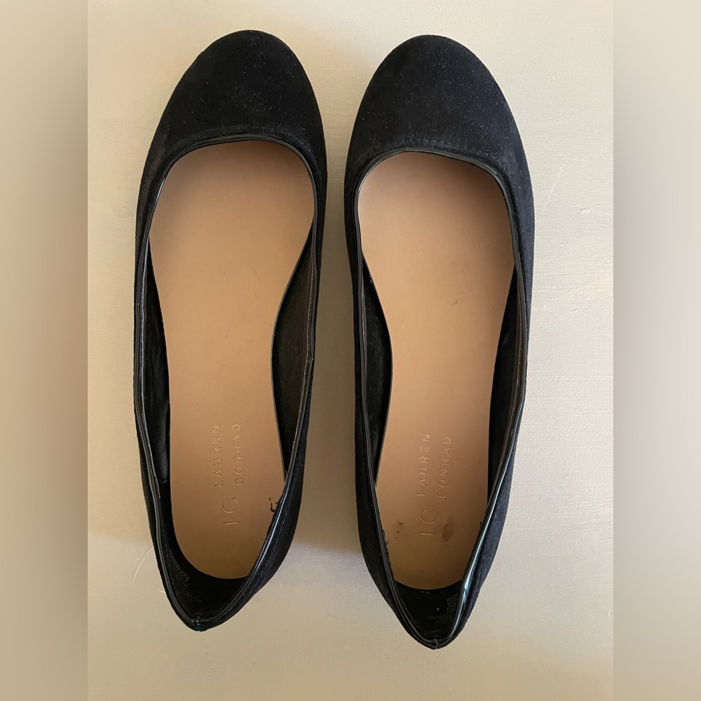 EUC LC Lauren Conrad black ballet flats , size  9W , worn around the house only